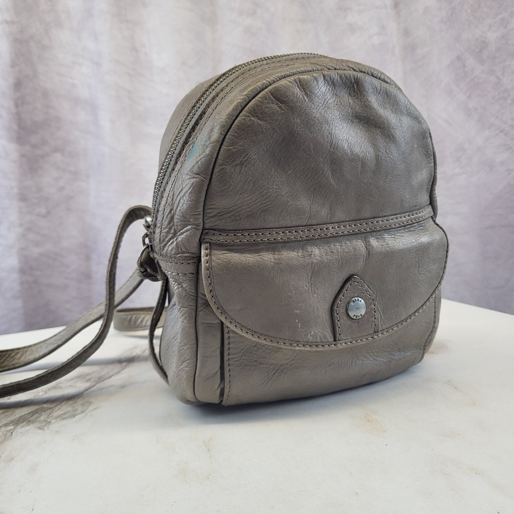 Frye Melissa Mini Gray Leather Backpack Small Women's